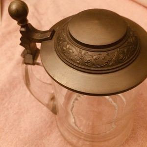Vintage Pewter/crystal drinking stein